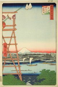 فكرة Rokoku البيئية للعضو d Yuan Yanagi Bri dge (عضو Rokoku صديق البيئة Yuan Yanagibashi) ، من te serie s "Ridge لمناظر التلال لإيدو (مائة منظر مشهور لإيدو)" بواسطة Utagawa Hiroshige