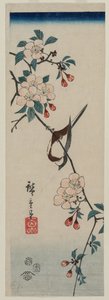 طائر صغير (ابتلاع؟) على فرع الكرز بواسطة Utagawa Hiroshige