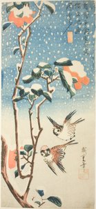 العصافير والكاميليا في الثلج بواسطة Utagawa Hiroshige
