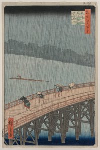 دش مفاجئ فوق جسر شين أوهاشي وأتاك ، من سلسلة مائة منظر مشهور لإيدو بواسطة Utagawa Hiroshige