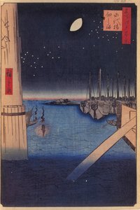 تسوكوداجيما وجسر إيتاي مائة مشاهدة شهيرة لإيدو ، 1856-1858 بواسطة Utagawa Hiroshige
