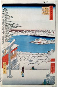 منظر من أعلى المنحدر في ضريح تنجين في يوشيما ، ١٨٥٦-١٨٥٨. بواسطة Utagawa Hiroshige