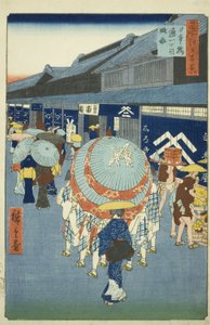 Vier W N Nihonbashi Tory Position Tchome (Nihonbashi Tory Tory Tory Map) ، F RoM Te Serie S "Ridge D D F -F. S Vier WS F Edo (مشاهير Edo Hundred Views) بواسطة Utagawa Hiroshige