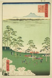 Vie w and te rth من Asuka pull (يرتدي Asukayama قليلاً) ، من سلسلة te "Ridge for rges vie ws of Edo (مائة منظر مشهور لإيدو)" بواسطة Utagawa Hiroshige