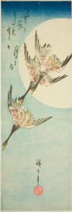 الأوز البرية تحلق عبر اكتمال القمر بواسطة Utagawa Hiroshige