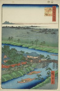 Yanagishima ، من سلسلة te s `` Ridge d re d fa s vie ws of Edo (مائة منظر مشهور لإيدو) " بواسطة Utagawa Hiroshige