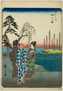 Yokkaichi ، من سلسلة "ثلاثة وخمسون محطة [من توكايدو] (Gojusan tsugi) ،" المعروف أيضًا باسم الشكل توكايدو (جينبوتسو توكايدو) بواسطة Utagawa Hiroshige