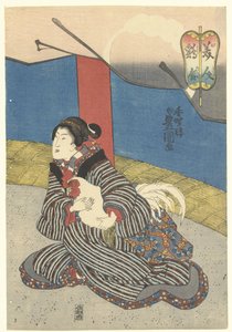 الجمال في مصارعة الديكة Bijin toriawase (العنوان على الكائن) بواسطة أوتاغاوا كونيسادا (أنا)