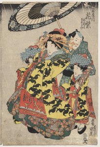 المحظيات Hanamurasaki و Koshikibu من Tamay Proaming in the Rain بواسطة أوتاغاوا كونيسادا