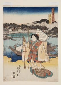 View of Miya (Miya no zu) (colour woodblock print) بواسطة أوتاغاوا كونيسادا