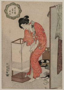 امرأة تطفئ النور من سلسلة العادات الحديثة: فروست تحت النجوم ، ج. 1820. بواسطة أوتاغاوا كونيسادا