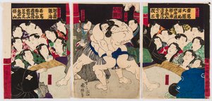 قتال مصارعى السومو. Estampe de Utagawa Kuniteru (1808-1876) - إجمالي المصارعين ، بواسطة Kuniteru ، Utagawa (1808-1876). قطع خشبية ملونة. مجموعة خاصة