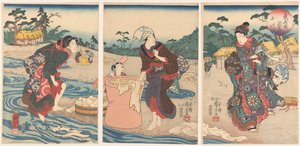 De Chofu Tama rivier in de provincie Musashi Musashi kuni Chofu no Tamagawa (العنوان على الكائن) بواسطة سانويا كيهي