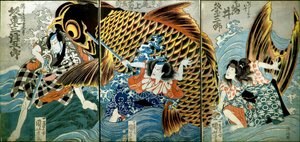 إيواي كومسابورو الثاني بدور كاتسوشيكا نو أوجو بواسطة Utagawa Kuniyoshi