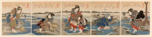 Low Tide at Susaki - A Set of Five (Shiohi goban no uchi) بواسطة Utagawa Kuniyoshi