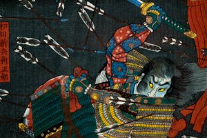 المعركة في شيجو نواتي حوالي عام 1857 بواسطة Utagawa Kuniyoshi