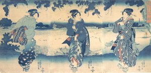 نساء بالقرب من نهر ، كاليفورنيا. 1850. بواسطة Utagawa Kuniyoshi
