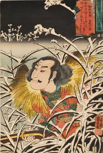 طبعة خشبية - ثلوج باقية في إيشيياما إيشياما بوسيتسو ، القرن التاسع عشر بواسطة Utagawa Kuniyoshi