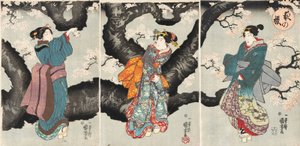 Yoru no sakura [أزهار الكرز في الليل] ، حوالي عام 1846 (طباعة خشبية) بواسطة Utagawa Kuniyoshi