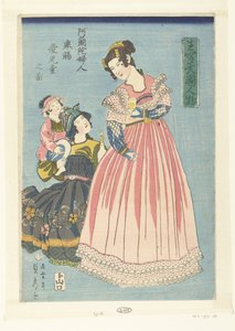 امرأة هولندية مع الزجاج والطفل الحبيب Orandafujin kyosho aijido no zu (العنوان على الكائن) صور نابضة بالحياة للأجانب (عنوان المسلسل) إيكيتسوشي إيكوكو جينبوتسو (عنوان المسلسل على الكائن) بواسطة أوتاغاوا ساداهيدي