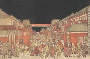 Sakaicho Fukiyacho Kaomise Yoshibai no Zu ، حوالي 1780. بواسطة أوتاغاوا تويوهارو