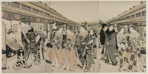 المحظوظين التنزه على Nakanocho ، ج. 1790. بواسطة أوتاغاوا تويوكوني