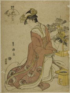 الشهر الأول (Sho gatsu) من مسلسل "Fashionable Twelve Months (Furyu junikagetsu)" بواسطة أوتاغاوا تويوكوني الأول