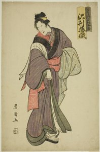 الممثل ساوامورا توزو الأول في دور Dogen no Okichi في مسرحية "Yoshiwara Niwaka no Banzuke" ، التي قدمت في مسرح Ichimura في الشهر التاسع ، 1804