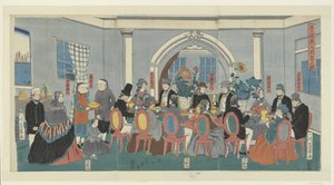 خمس جنسيات في مأدبة عشاء Gokokujin shuen no zu (العنوان على الكائن)
