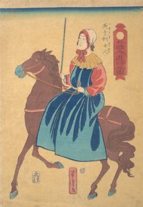امرأة إنجليزية على ظهور الخيل ، الشهر الأول ، 1861. بواسطة أوتاغاوا يوشيتورا
