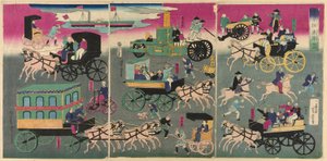 المركبات في شوارع طوكيو (Tokyo orai kuruma zukushi) بواسطة أوتاغاوا يوشيتورا