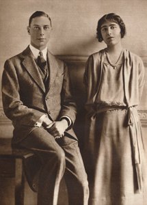 السيدة إليزابيث باوز ليون ودوق يورك عند إعلان خطوبتهما ، 1923
