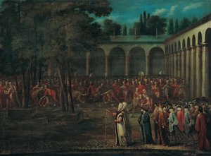وفد السفير يمر عبر الفناء الثاني لقصر توبكابي ، 1720s بواسطة فانمور