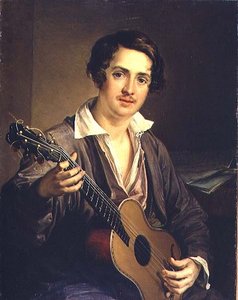 عازف الجيتار: صورة عازف الجيتار الموهوب فلاديمير إيفانوفيتش موركوف (1803-64) 1839 (زيت على قماش)