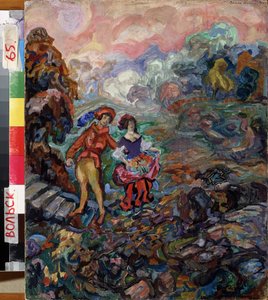قصة خيالية. لوحة لفاسيلي دميترييفيتش ميليوتي (1875-1943) ، زيت على خشب بواسطة فاسيلي دميترييفيتش ميليوتي