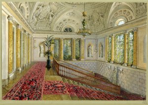 درج في قصر. عمل فاسيلي سيميونوفيتش سادوفنيكوف (1800-1879) ، لوحة مائية على ورق بواسطة فاسيلي سيمينوفيتش سادوفنيكوف