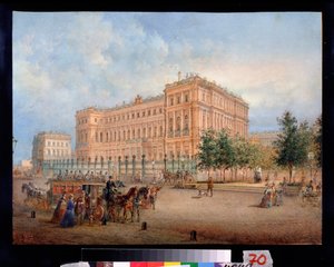 منظر لقصر نيكولاس في سانت بطرسبرغ. عمل فاسيلي سيميونوفيتش سادوفنيكوف (1800-1879) ، لوحة مائية على ورق بواسطة فاسيلي سيمينوفيتش سادوفنيكوف