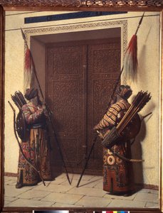 أبواب تيمورلنك (محاربان متمركزان عند بوابة قصر تيمور لانج أو تيمور الأعرج أو الكبير بواسطة Vasili Vasilievich Vereshchagin