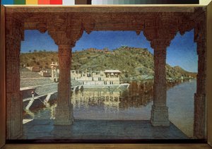 راجستان (الهند) ، سور لو لاك أودايبور (راجستان ، عند البحيرة في أودايبور) - لوحة لفاسيلي فاسيليفيتش فيريشاجين (فاسيلي فيريشاجين) (1842-1904) ، زيت على قماش بواسطة Vasili Vasilievich Vereshchagin