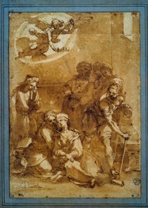 وفاة إعداد القديس سيسيل الرسم بالحبر البني لسانتا سيسيليا (بيزا) بواسطة Ventura di Arcangelo Salimbeni dit Bevilacqua (1568-1613) Sun. 0.25 × 0.17 م. باريس ، متحف اللوفر