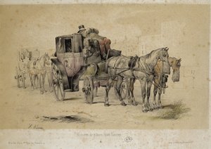 سيارات تسمى fiacres - ليثوغرافي بواسطة آدم ، العدد 1840 بواسطة فيكتور آدم