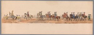 موكب تاريخي في الذكرى المئوية الثانية لجامعة أوترخت ، 1836 (اللوحة 8) مسيرة الجيش الهولندي إلى أوستند ، 3 يوليو 1600 ، في اليوم التالي للانتصار في Nieuwpoort ؛ وفقًا للأداء المليء بالملابس الذي قدمه H H Student بواسطة شركة Caramelli and Co.