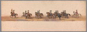موكب تاريخي في الذكرى المئوية الثانية لجامعة أوترخت ، 1836 (اللوحة 2) مسيرة الجيش الهولندي إلى أوستند ، 3 يوليو 1600 ، في اليوم التالي للانتصار في Nieuwpoort ؛ وفقًا للأداء المليء بالملابس الذي قدمه H H Student بواسطة شركة Caramelli and Co.