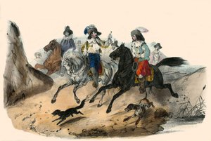 التحدي بين 2 سادتي. في ألبوم Grotesque، Choix de Types Remarkable "، رسوم توضيحية بقلم فيكتور آدم ، باريس ، حوالي عام 1850. بواسطة فيكتور آدم