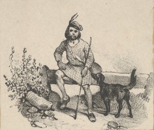 رجل يجلس مع كلب ، منتصف القرن التاسع عشر. بواسطة فيكتور آدم
