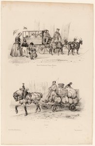 مدرب Omnibus على الشانزليزيه ، حوالي 1841-44 (طباعة) بواسطة فيكتور آدم