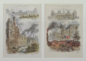 مناظر لقصر التويلري وفندق دي فيل قبل وبعد حرائق عام 1871 بواسطة فيكتور كويندر