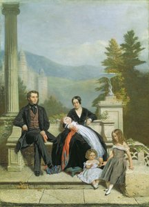 هنري جرانفيل فيتسالان هوارد مع مينا ليون وأولاده الثلاثة الكبار ، 1845 بواسطة فيكتور دارتيجويناف