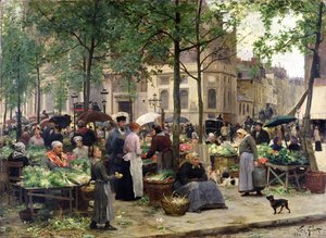 الساحة أمام Les Halles ، 1880