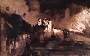 قلعة (قلم وحبر وغسل وغواش على ورق) بواسطة فيكتور هوغو
